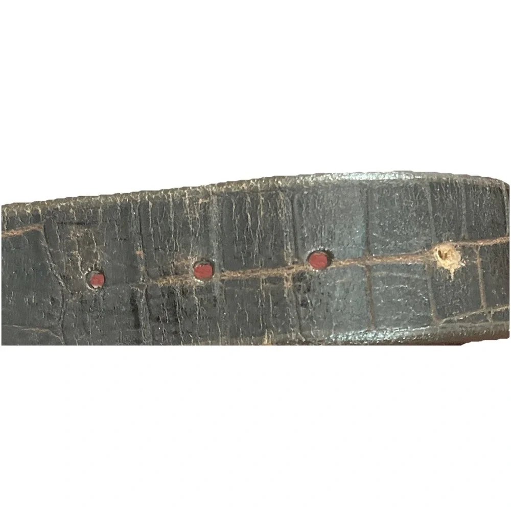 READ Men's Honest by Brighton Handcrafted Brown Animal Print Leather Belt Sz 42‎